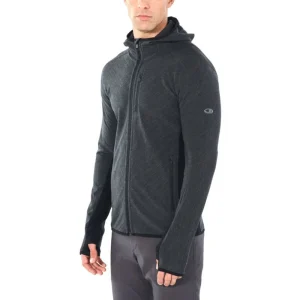 en solde Promo ❤️ Icebreaker Descender LS Zip Hood – Polaire en laine mérinos homme I Hardloop 🛒 16